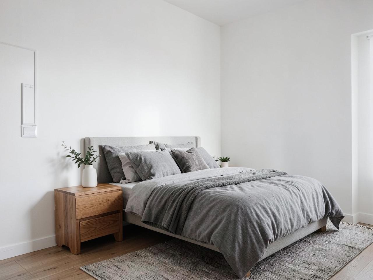 Calm furnished bedroom in a Copenhagen rehousing apartment